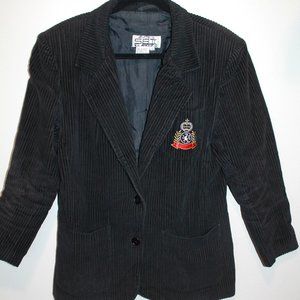 Closet CLEAROUT S.B.II. 80s corded womens blazer with emblem - S